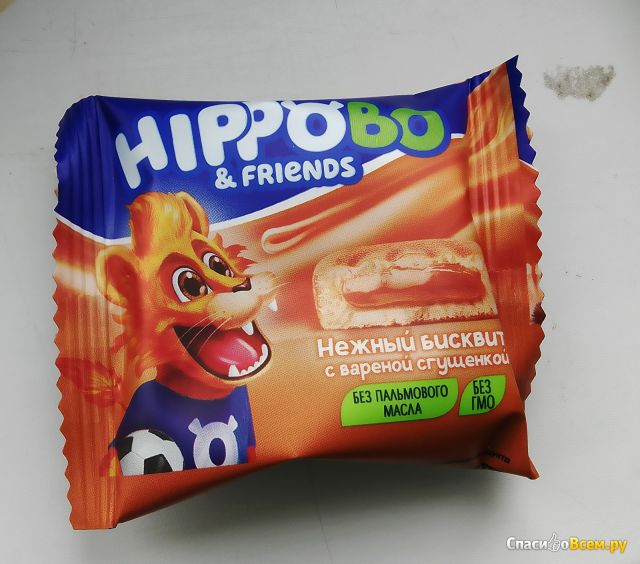 Бисквитное пирожное HIPPO BO & friends с вареной сгущенкой