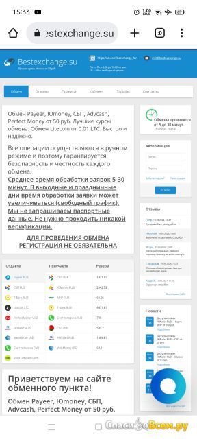 Сайт Bestexchange.su