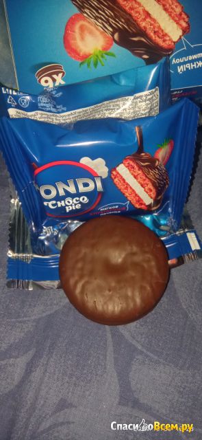 Пирожное Tondi Choco Pie клубничное