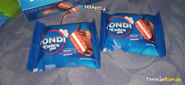 Пирожное Tondi Choco Pie клубничное