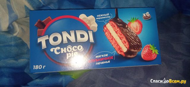 Пирожное Tondi Choco Pie клубничное