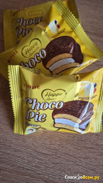 Печенье прослоённое глазированное Lotte "Choco Pie banana"