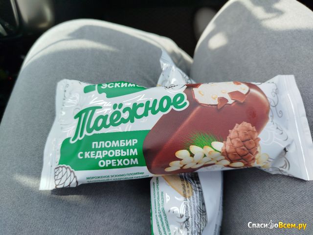 Мороженое пломбир  Таежное с кедровым орехом в шоколадной глазури "Эскимос"
