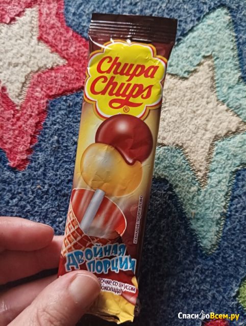 Карамель на палочке со вкусом ванили и шоколада Chupa Chups Двойная порция