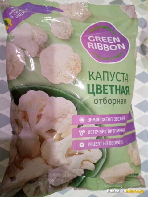 Овощи быстрозамороженные Капуста цветная отборная Green Ribbon