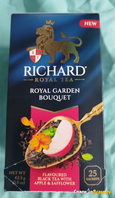 Чай в пакетиках черный Richard Royal Garden Bouquet с лепестками сафлора, яблоком и мятой