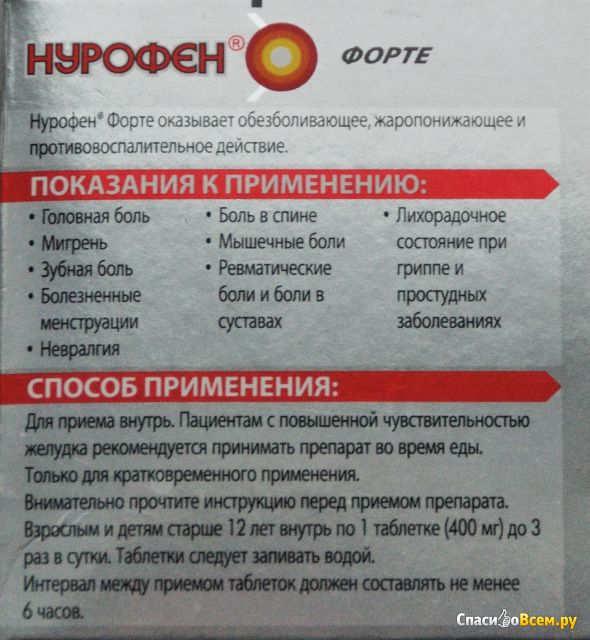 Таблетки "Нурофен"