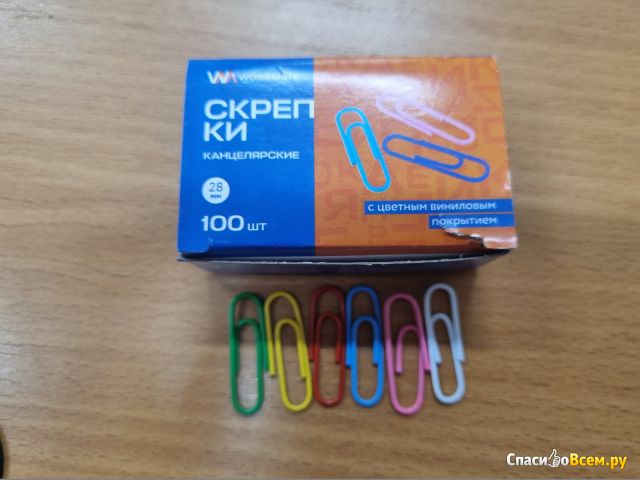 Скрепки канцелярские Workmate с цветным виниловым покрытием Арт. 14-8624