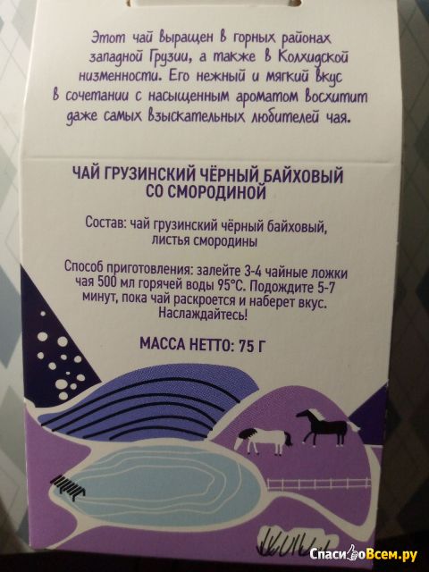 Чай грузинский чёрный байховый со смородиной "Sun Field"