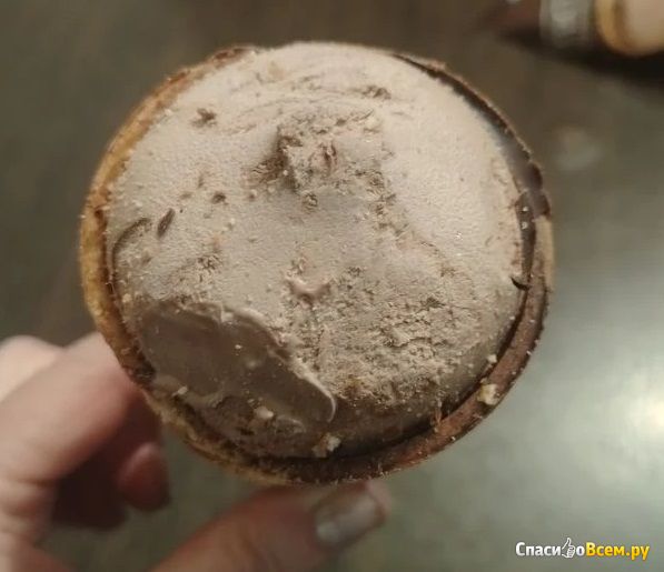 Мороженое Русский холод "Настоящий пломбир" рожок-гигант шоколадный