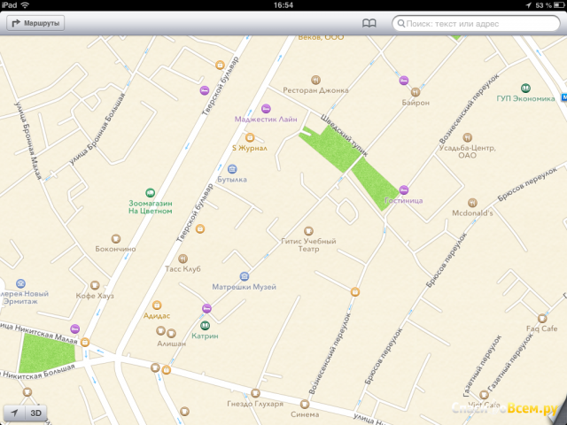 Приложение Карты для iPad