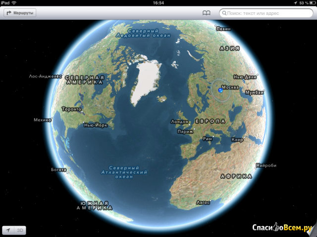 Приложение Карты для iPad