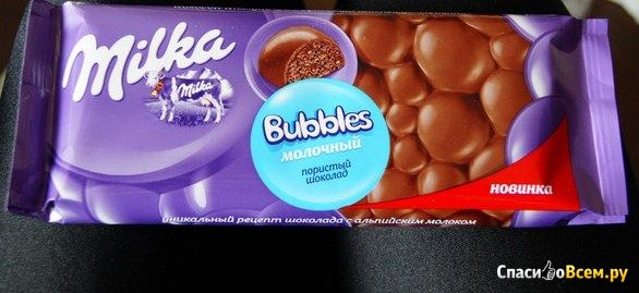 Молочный пористый шоколад "Milka Bubbles"