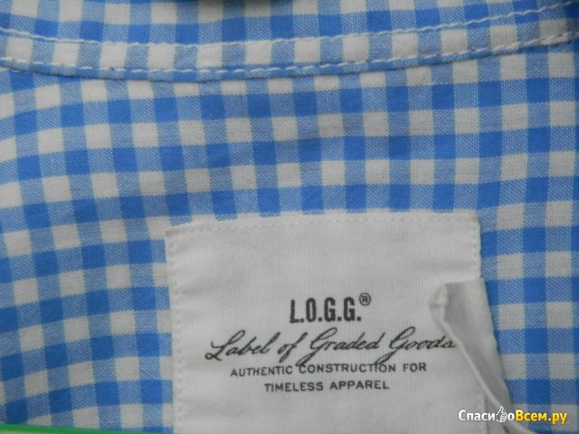 Женская рубашка H&M L.O.G.G. с коротким рукавом, в бело-голубую клетку