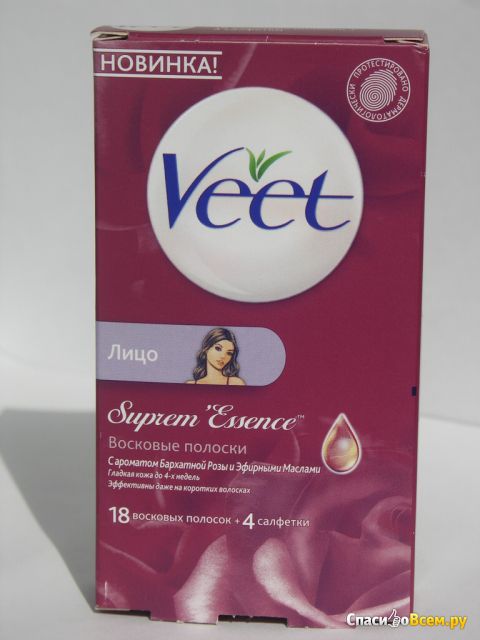 Восковые полоски Veet Suprem'Essence с ароматом бархатной розы и эфирными маслами