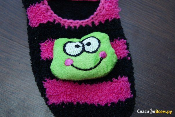 Женские носки "Modis" черно-розовые теплые с лягушкой