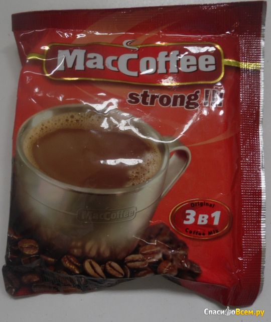 Напиток кофейный растворимый Maccoffee 3 в 1 strong!!!